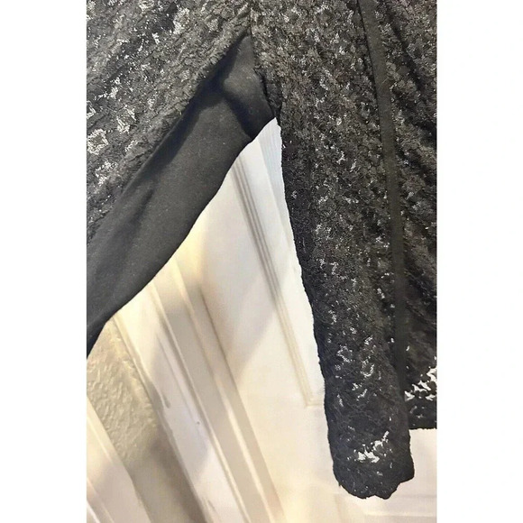 Chico's Lace Mixed Media Moto Jacket Size Chico’s 3 Size 16 XLarge Black Stretch - Picture 7 of 8